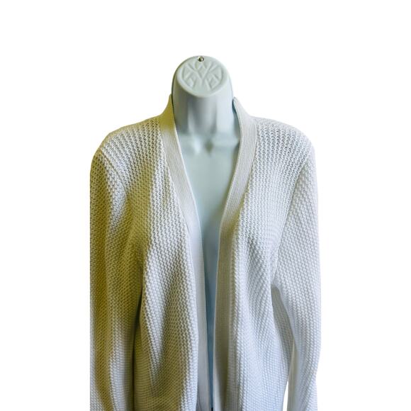 Tommy Bahama XL White Open Front Knit Cardigan Resort Coastal Minimalist - Picture 2 of 4